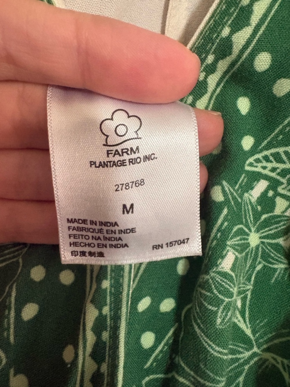 FARM RIO C ANTHROPOLOGIE Green & Cream Floral Dot Jumpsuit - Picture 9 of 10